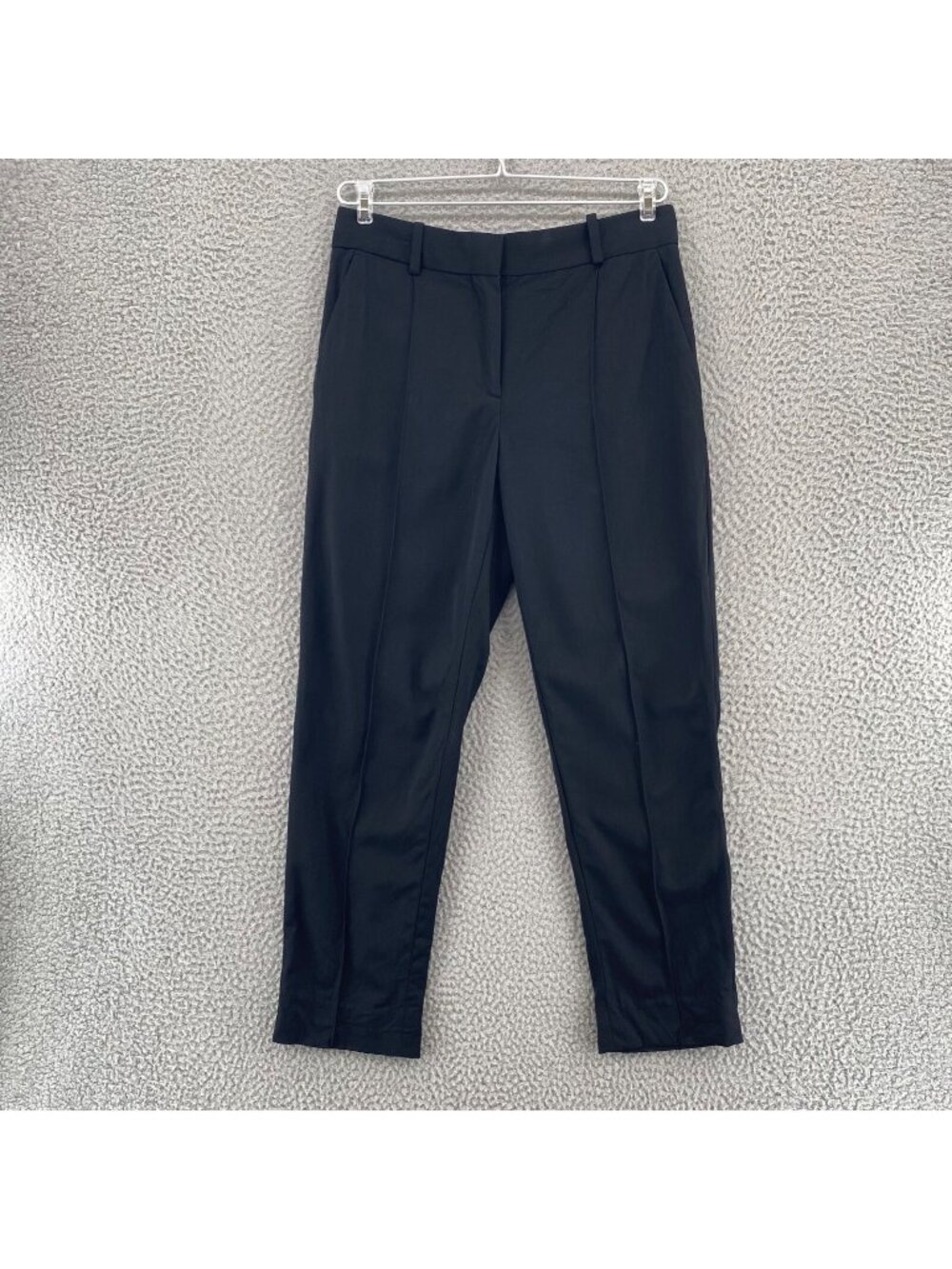 Everlane Pants Womens 0 Black Wool Sheen Tapered Leg Pockets Office Career Work